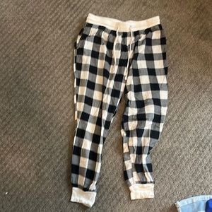 Black and white plaid pajama pants joggers
